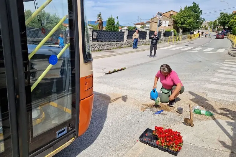 Građani na Pehlinu sadili cvijeće na cesti, prosvjedujući protiv ignorancije
